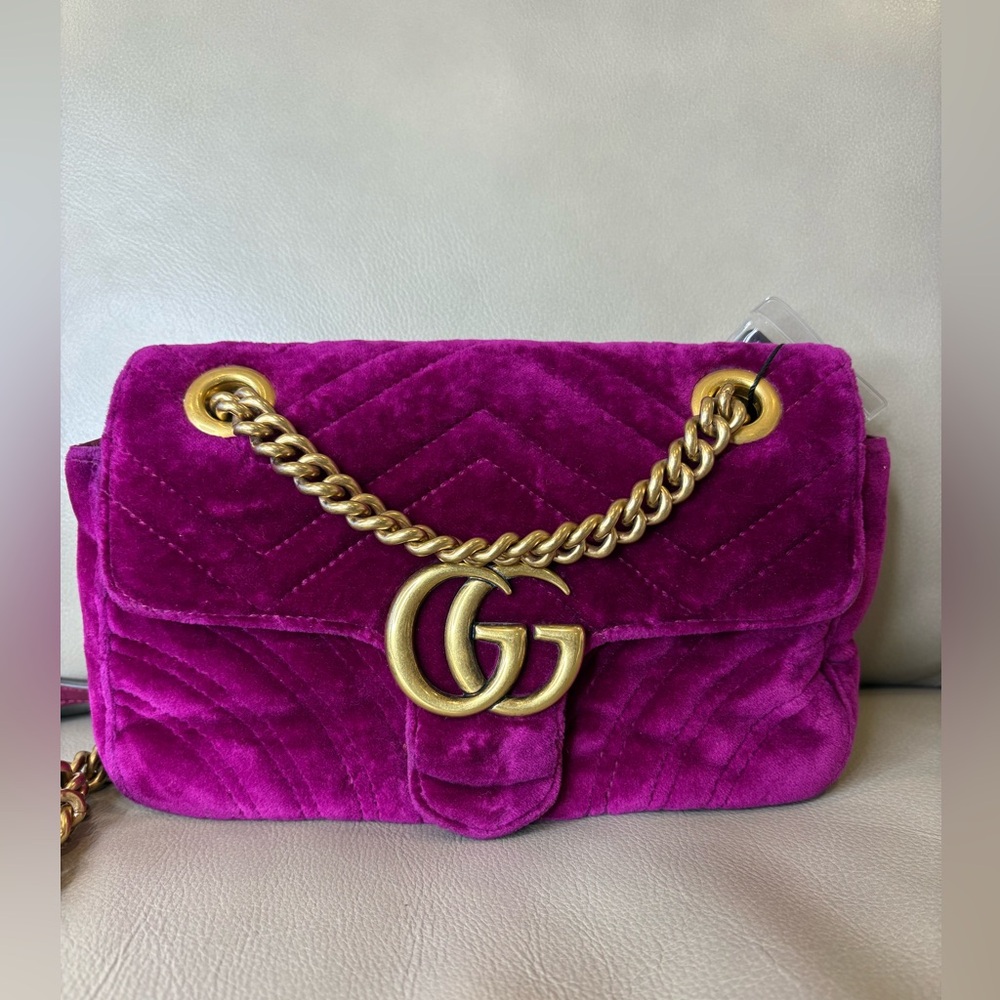 Gucci Purple/Burgundy Velvet Shoulder Bag Small